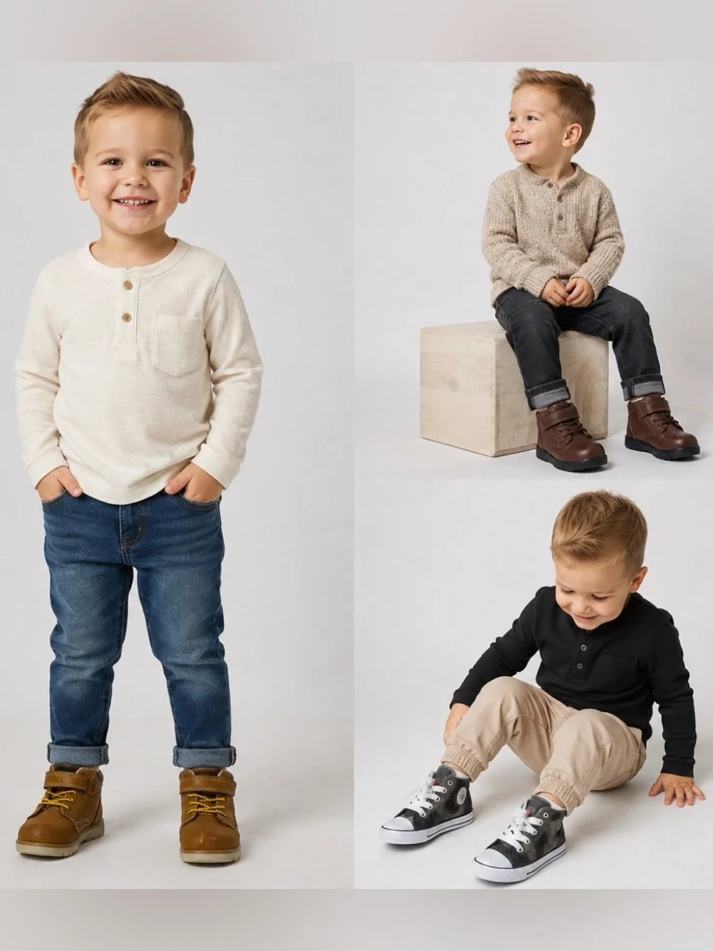 Toddler Boys Shoes Bundle 3 Pairs Brown Black High Tops Size 6-6.5